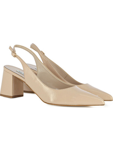 Guy Laroche Γόβες Slingback Δερμάτινες με Χοντρό Ψηλό Τακούνι Εκρού 59304