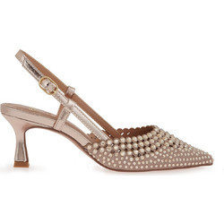 Exe Γόβες Slingback Δερμάτινες με Λεπτό Χαμηλό Τακούνι Ροζ Χρυσές W47000414Z36