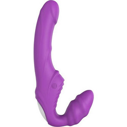Dream Toys Vibes Of Love Double Dipper Strapless Strap On 17cm με Δόνηση Μωβ