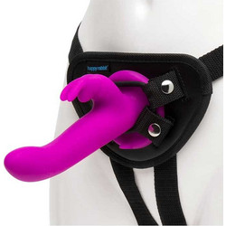 Happy Rabbit Harness Strap On με Dildo 17.8cm & Δόνηση Μωβ