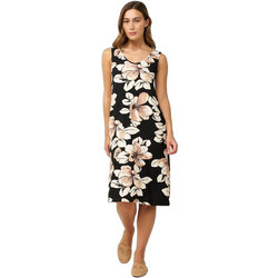 Vamp Midi Καλοκαιρινό Καθημερινό Φόρεμα Floral Μεταξωτό Μαύρο 24482