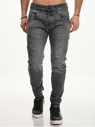 Back2Jeans Ανδρικό Τζιν Παντελόνι Ελαστικό Loose Εφαρμογή Ανθρακί T10G