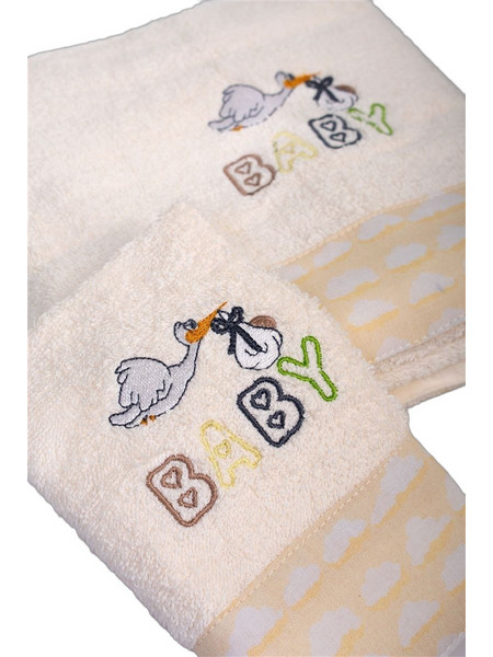 Dimcol Stork 194 Σετ Βρεφικές Πετσέτες 2τμχ 400gr/m²