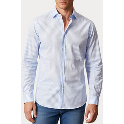 Jack & Jones Ανδρικό Πουκάμισο Βαμβακερό Ριγέ Μακρυμάνικο Κανονική Γραμμή Γαλάζιο 12289180
