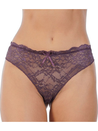 Mei Γυναικείο Sexy String με Δαντέλα Μωβ 1140