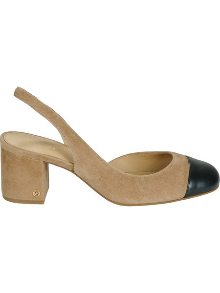 Michael Kors Γόβες Suede Slingback με Χοντρό Χαμηλό Τακούνι Μπεζ 40R6PLMP2S-297