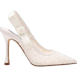 Steve Madden Brylie Γόβες Slingback Δερμάτινες με Λεπτό Ψηλό Τακούνι Φιόγκο & Στρας Λευκές 11004866-PRL