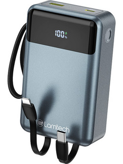 Lamtech LAM980824 Power Bank 20000mAh 65W με Θύρα USB-A & Θύρα USB-C Quick Charge 3.0 & Power Delivery Grey
