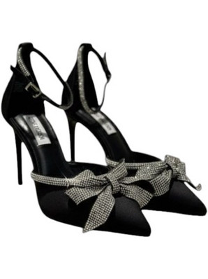 Steve Madden Γόβες με Τακούνι Στιλέτο με Λουράκι Φιόγκο & Στρας Μαύρες SM11002640-04003-486