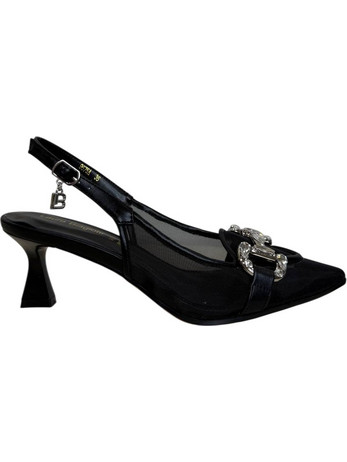 Laura Biagiotti Γόβες Slingback με Λεπτό Χαμηλό Τακούνι & Στρας Μαύρες 9675-A