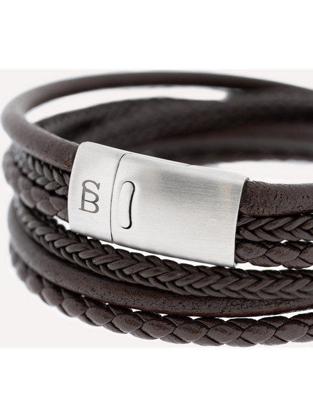Steel & Barnett Bonacci Ανδρικό Βραχιόλι Χειροπέδα από Δέρμα & Ατσάλι LBB/003