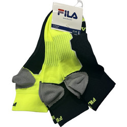 Fila Βαμβακερές Ανδρικές Κάλτσες Κοντές με Σχέδια Lime Μαύρες 3Pack FIL283