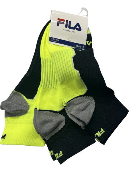 Fila Βαμβακερές Ανδρικές Κάλτσες Κοντές με Σχέδια Lime Μαύρες 3Pack FIL283