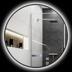HOMCOM Στρογγυλός Καθρέπτης Μπάνιου Led Αντιθαμβωτικός Αφής Μεταλλικός 834-809V00BK