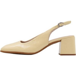 Wonders Γόβες Slingback Λουστρίνι με Χοντρό Χαμηλό Τακούνι Μπεζ H-6801