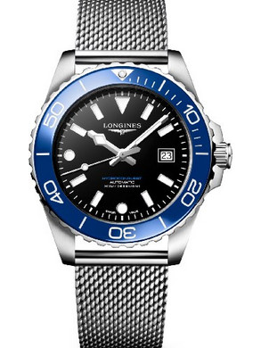 Longines HydroConquest Ανδρικό Ρολόι Αυτόματο με Ασημί Καουτσούκ Λουράκι L3.788.4.90.6