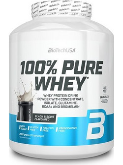 Biotech USA 100% Pure Whey Black Biscuit Πρωτεΐνη Ορού Γάλακτος Γράμμωσης Χωρίς Γλουτένη 2kg