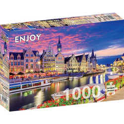 Puzzle ENJOY Puzzle Ghent at Twilight Belgium 1000 Κομμάτια