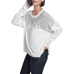 DKNY Γυναικεία Πλεκτή Μπλούζα Λευκή P5MSBY44-IVY