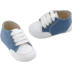 Everkid Βαπτιστικά Sneakers Αγκαλιάς για Αγόρι Δερμάτινα Λευκά Μπλε A606M
