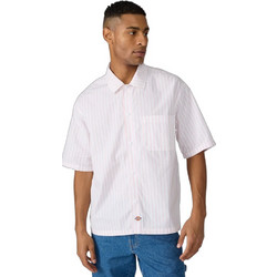 Dickies Ανδρικό Πουκάμισο Βαμβακερό Ριγέ Κοντομάνικο Κανονική Γραμμή Λευκό DK0A88GU0WH