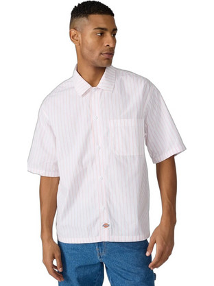 Dickies Ανδρικό Πουκάμισο Βαμβακερό Ριγέ Κοντομάνικο Κανονική Γραμμή Λευκό DK0A88GU0WH