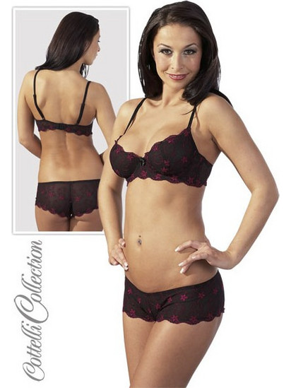 Cottelli Σετ Sexy Εσώρουχα See Through με Δαντέλα Μαύρα Φούξια 22105503230