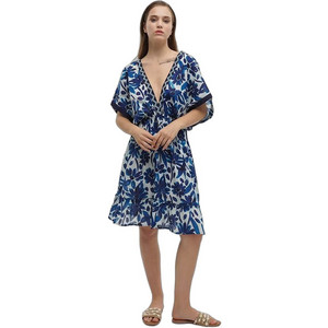 Inart Ble Mini Καλοκαιρινό Καθημερινό Φόρεμα Floral Γαλάζιο 5-41-346-0365