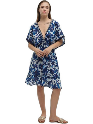 Inart Ble Mini Καλοκαιρινό Καθημερινό Φόρεμα Floral Γαλάζιο 5-41-346-0365