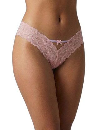 Milena By Paris Γυναικείο Sexy Brazil με Δαντέλα Ροζ 1614