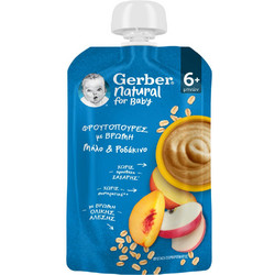 Nestle Gerber Βιολογικό Βρεφικό Ρόφημα με Βρώμη Μήλο & Ροδάκινο 6m+ Χωρίς Ζάχαρη 110gr
