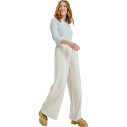Roxy Ψηλόμεση Υφασμάτινη Γυναικεία Παντελόνα Loose Εφαρμογή Εκρού ERJNP03545-TEC0