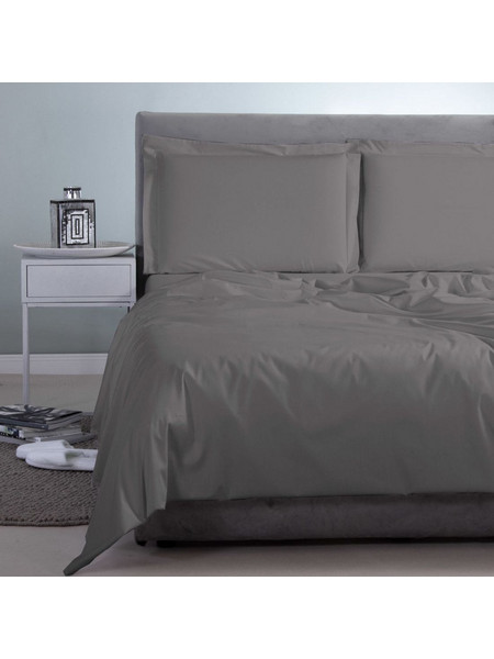 Aslanis Home Σεντόνι King Size Βαμβακερό 250x270 Γκρι Σκούρο