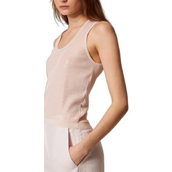 TWINSET Γυναικείο Καλοκαιρινό Top Βαμβακερό με Παγιέτες Μπεζ 261TP3301-00570