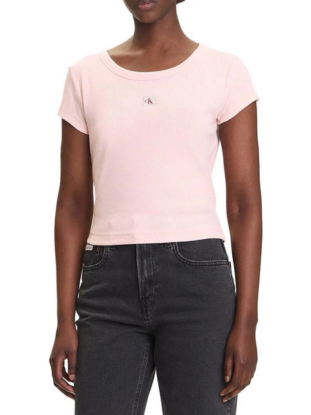 Calvin Klein Γυναικείο Καλοκαιρινό Crop Top Ριπ Ροζ LV047C200G-VI7