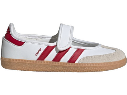 Adidas Samba Jane Παιδικές Μπαλαρίνες Πάνινες με Σκρατς Λευκές Μπορντό KJ2658