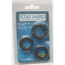 STD Stay Hard Rock Σετ Ελαστικά Δαχτυλίδια Όρχεων Σιλικόνης Μαύρα 3τμχ