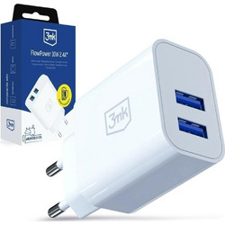 3mk FlowPower Φορτιστής χωρίς Καλώδιο με 2 Θύρες USB-A 10W