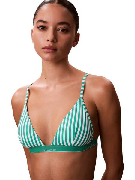 Calvin Klein Bikini Top Τριγωνάκι Λευκό Πράσινο LV00Q61208-4ZF