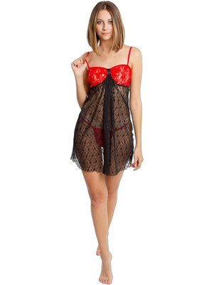 Moongirl Sexy Babydoll See Through με Δαντέλα Μαύρο S8000