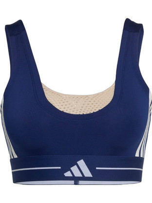 Adidas Hyperglam 3-Stripes Αθλητικό Μπουστάκι με Μέτρια Στήριξη Navy Μπλε KQ5751
