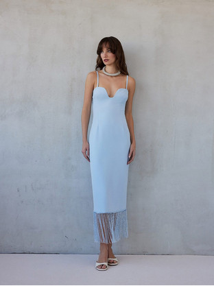 Mix & Match Valentina Midi Καλοκαιρινό Φόρεμα για Γάμο / Βάπτιση Γαλάζιο SS2608