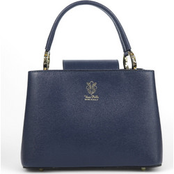 Passaggio Leather Γυναικεία Τσάντα Χειρός Δερμάτινη Navy Μπλε 5421-KR-05