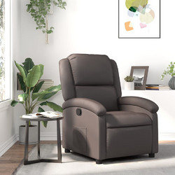 vidaXL Πολυθρόνα Relax με Υποπόδιο Ανακλινόμενη Δερμάτινη Καφέ 3205921