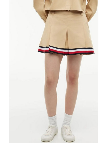 Tommy Jeans Μίνι Φούστα Υφασμάτινη Ψηλόμεση Πλισέ Μπεζ DW0DW22969-AB9NI