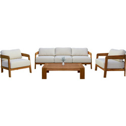 HomeMarkt Solara Σετ Σαλόνι Κήπου Μασίφ Ξύλο 4τμχ Καφέ Γκρι HM6514