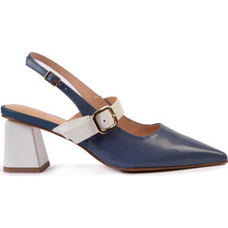 Versace 19V69 Γόβες Slingback Δερμάτινες με Χοντρό Χαμηλό Τακούνι Μπλε AM813-22S