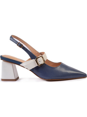 Versace 19V69 Γόβες Slingback Δερμάτινες με Χοντρό Χαμηλό Τακούνι Μπλε AM813-22S