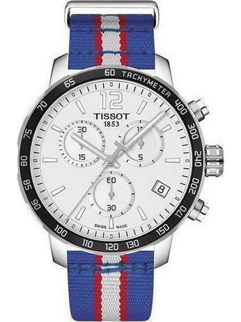 Tissot Quickster Chronograph NBA Detroit Pistons Ανδρικό Ρολόι Χρονογράφος με Μπλε Υφασμάτινο Λουράκι T095.417.17.037.22