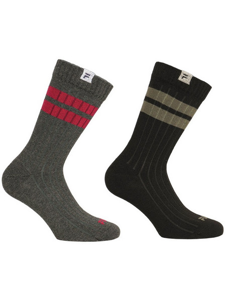 Fila Ανδρικές Κάλτσες Ψηλές Ανθρακί Μαύρες 2Pack F5376-250